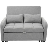 SCHLAFSOFA aus Baumwolle, Leinen, Holz und Metall 75x127x94 cm Antikgrau mit Schlaffunktion und verstellbarer Rückenlehne - Grau, Kunststoff (75/94/127cm) - Modfu