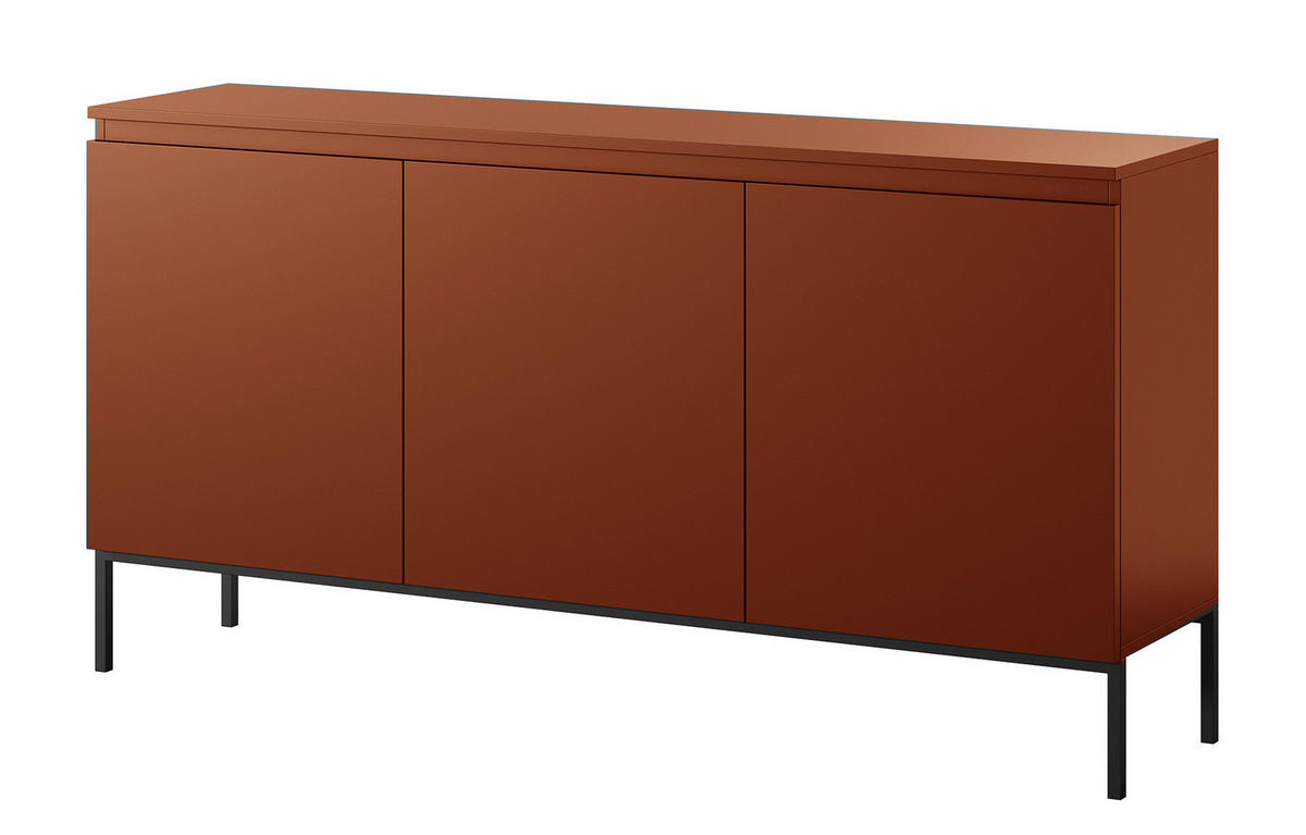SIDEBOARD Bemmi Ziegelrot mit Metallbeinen 150 cm - Dunkelorange/Schwarz, Holzwerkstoff/Metall (150/77/35cm) - Selsey