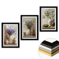 WANDBILDER 3er-Set - 20x30 cm Schwarzer Rahmen - Lavendelblüten, Oliven, Gefäße - Schwarz, Kunststoff (20/30cm) - ArtPrintCave