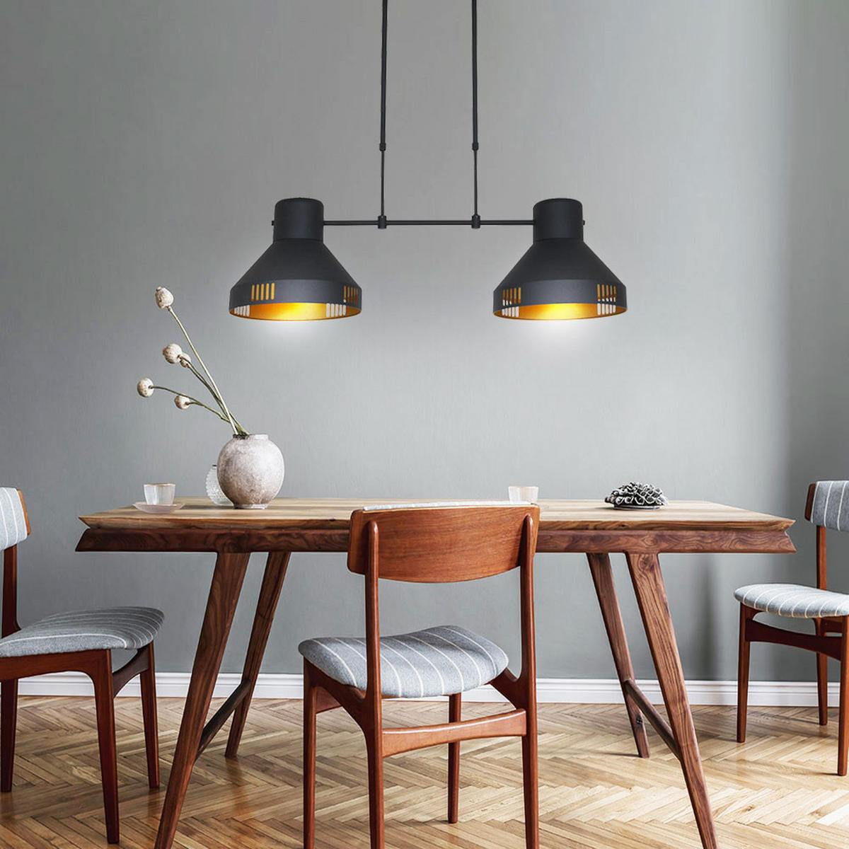 HÄNGELEUCHTE Gold Schwarz Matt Höhenverstellbar - Goldfarben, Metall (105/35/150cm)