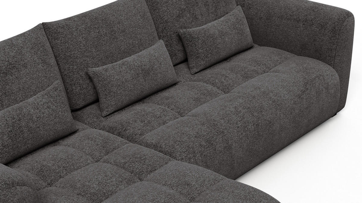 ECKSOFA SORENO 4-Sitzer, dunkelgrau - Dunkelgrau/Schwarz, Holz/Textil (293/171cm) - Courtois Laville
