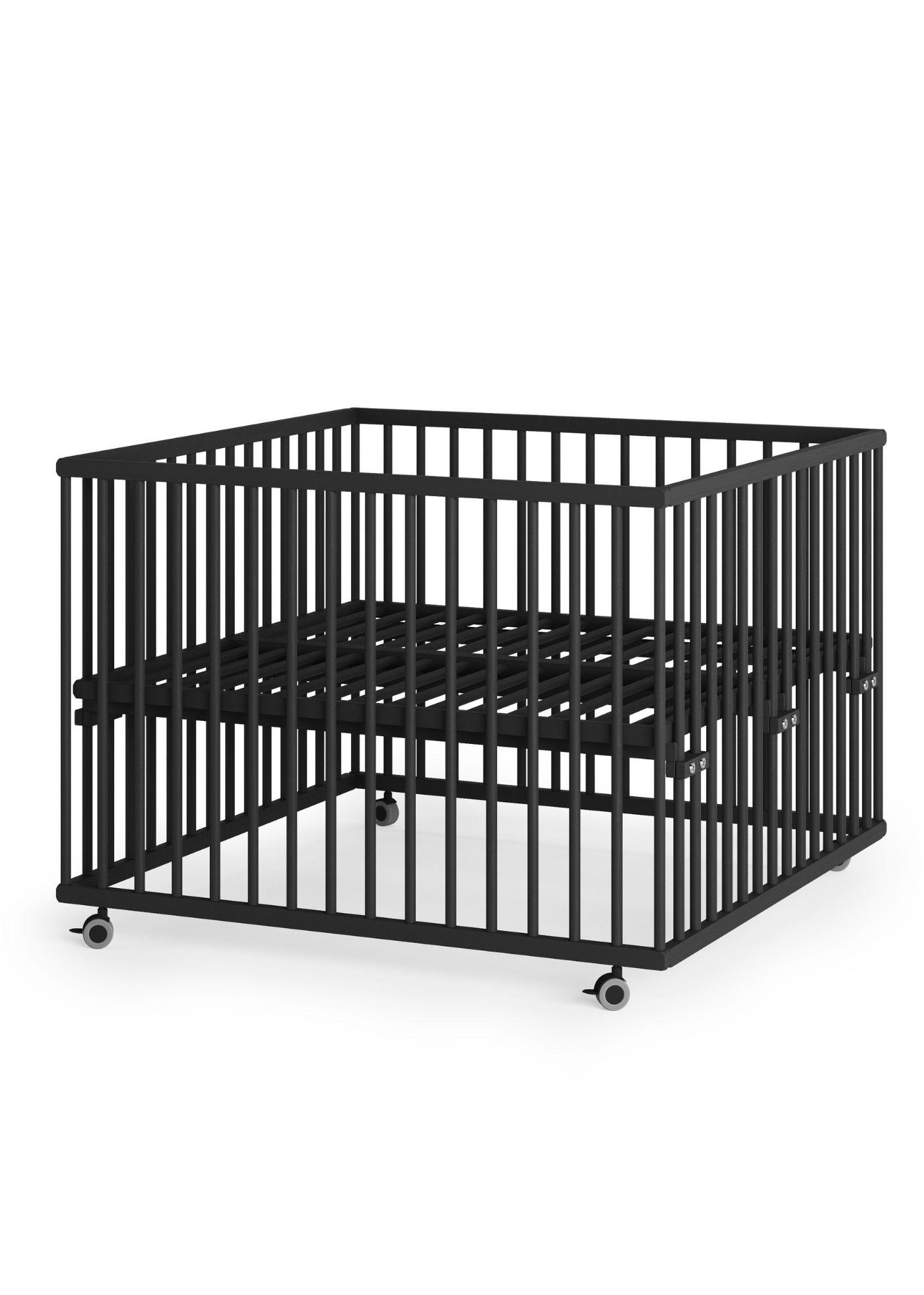 LAUFGITTER 100x100 cm mit Lattenrost - Black Edition - Premium Kollektion - Schwarz, Holz (100/74/100cm) - Sämann – make a difference.