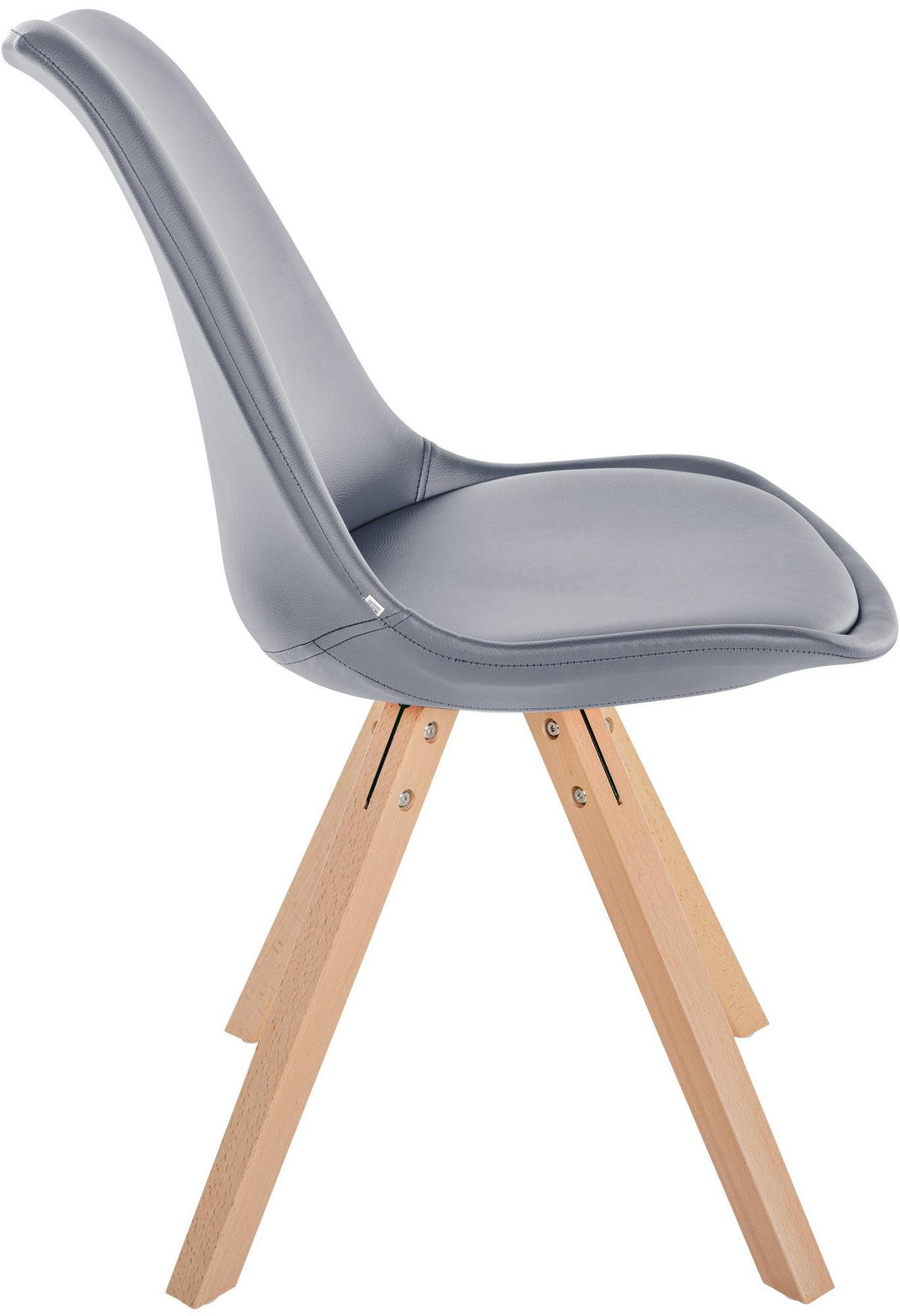 STUHL 4er Set Lederlook grau - Naturfarben/Grau, Holz/Textil (48/81/54cm) - CLP