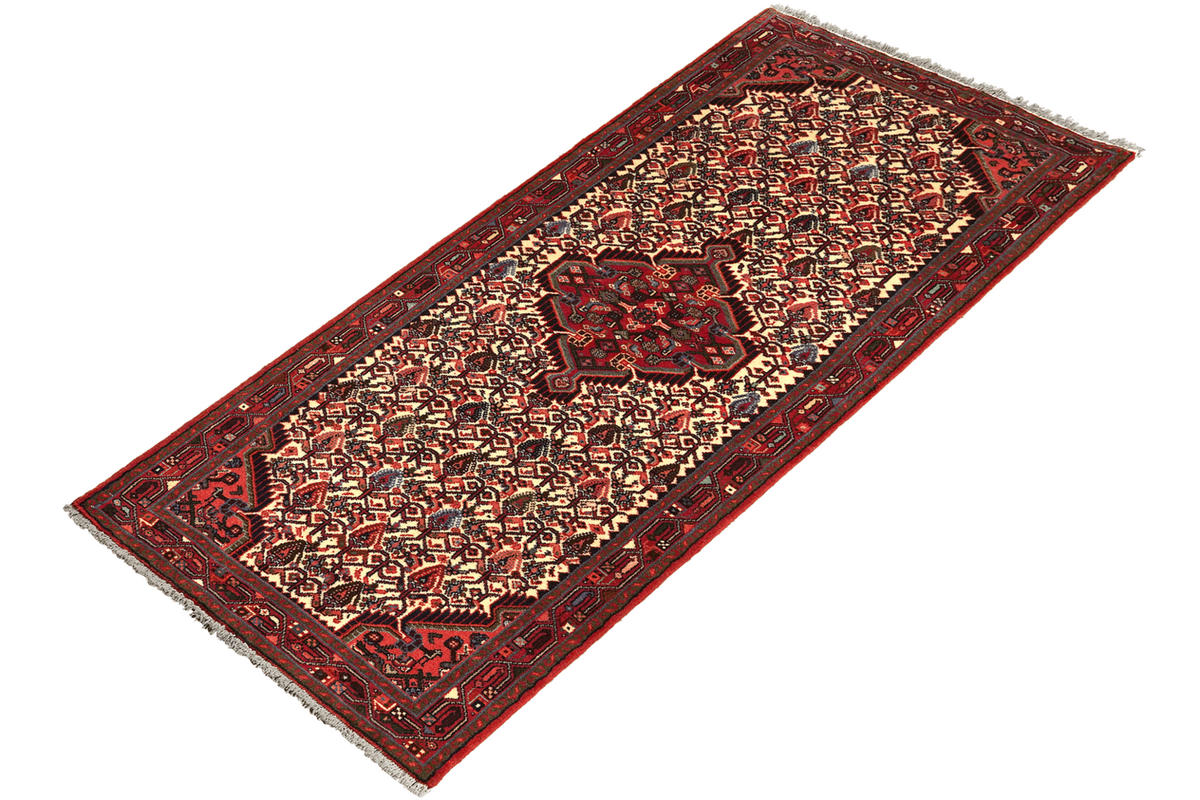 LÄUFER Orient handgeknüpft Assadabad Beige, Rot 196/82 cm Schurwolle - Beige/Rot, Textil (82/196cm) - Looma
