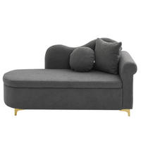 RÉCAMIERE Teddystoff Antikgrau mit Stauraum und mit Kissen - Grau, Holzwerkstoff/Textil (134/70/64cm) - WISHDOR