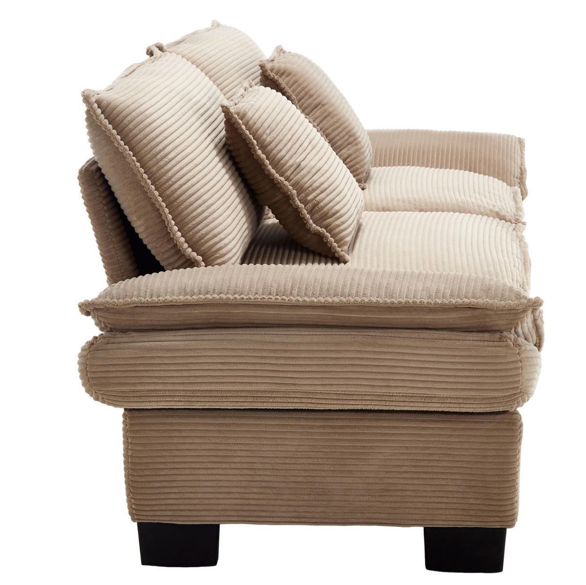 SOFA 2-Sitzer mit Kissen aus Velvet Khaki 224/81/81 cm - Naturfarben, Textil (224/81/81cm) - OKWISH