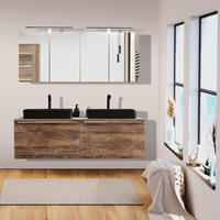 BADMÖBEL-SET 9-TLG. Puebla-56 - Braun, Holzwerkstoff (160/200/46cm) - Lomado