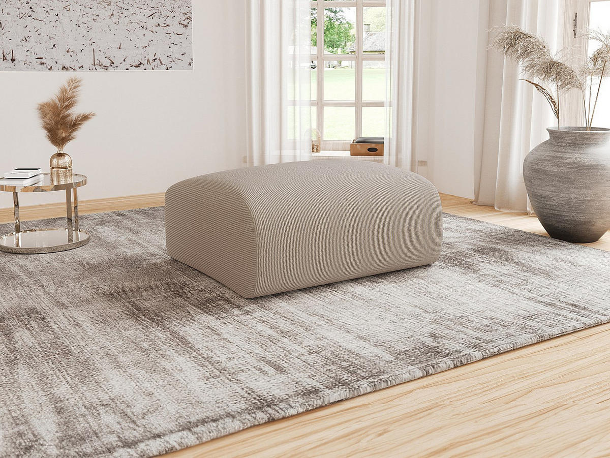 SITZHOCKER - 1 Person - Samt, Stoff - Beige - POGNI - Beige, Textil (75/45/75cm) - Vente-Unique
