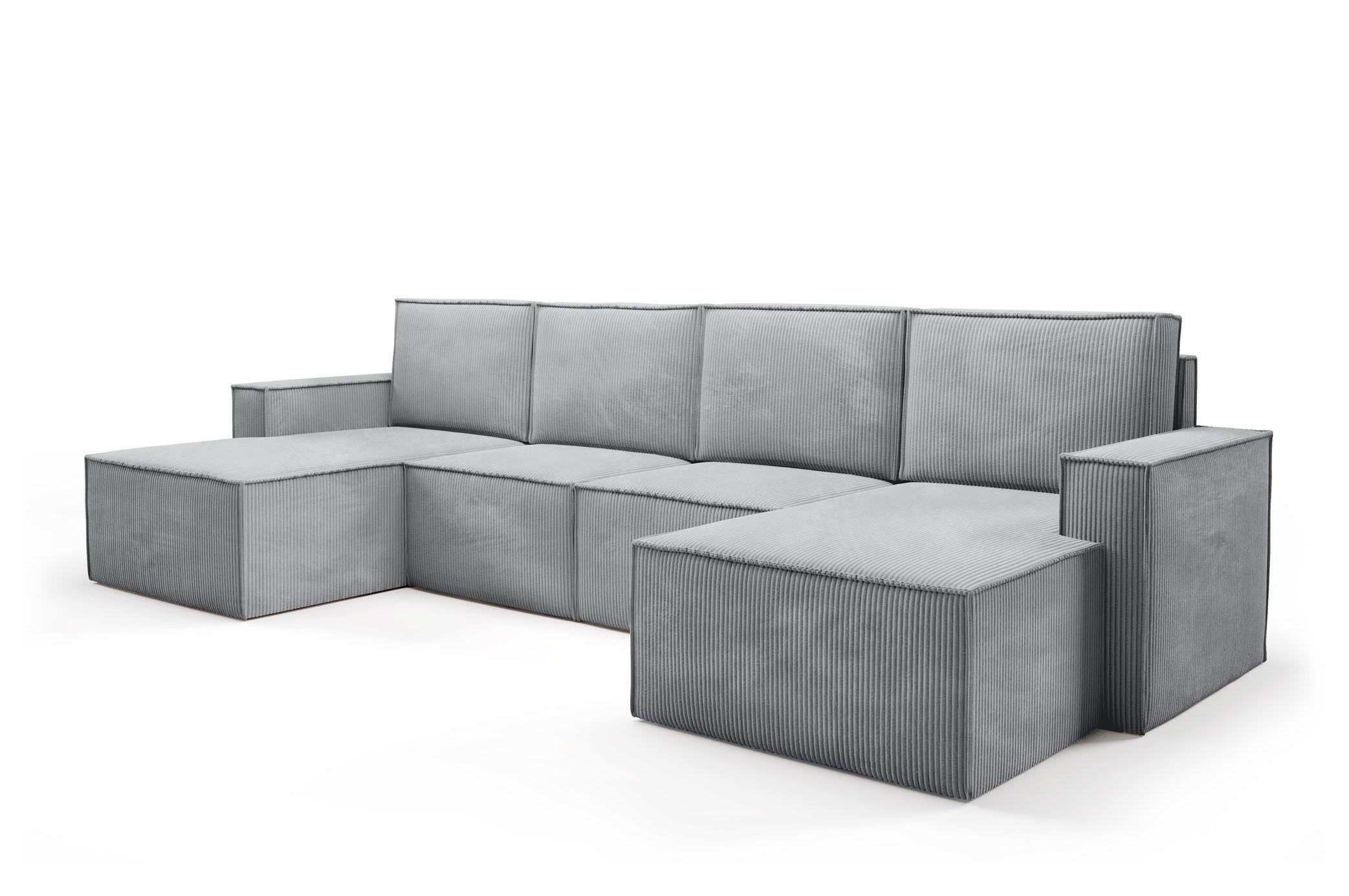 WOHNLANDSHAFT Orto Hellgrau - Hellgrau, Holzwerkstoff/Textil (320/93/142cm) - Bettso