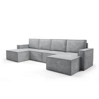 WOHNLANDSHAFT Orto Hellgrau - Hellgrau, Holzwerkstoff/Textil (320/93/142cm) - Bettso
