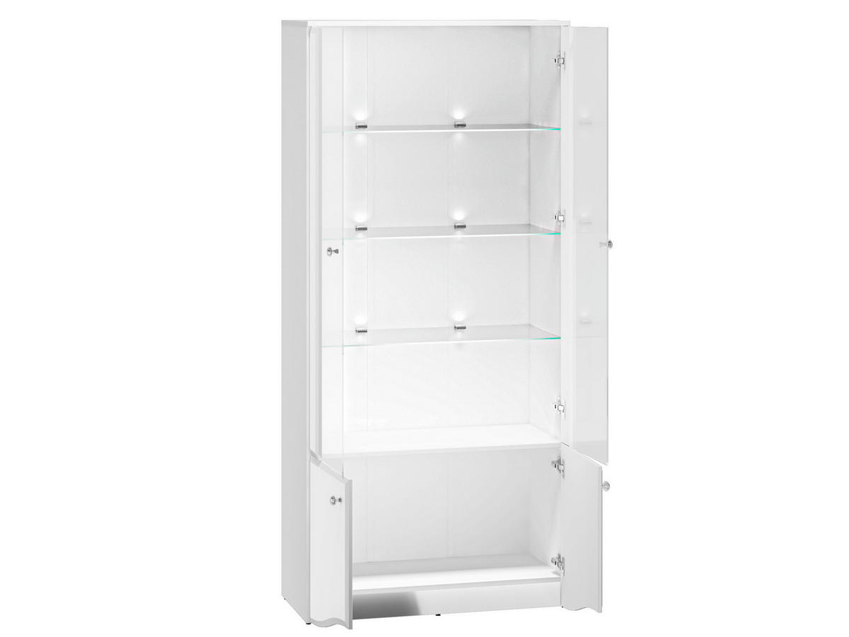 VITRINE Glamour weiß / weiß hochglanz 87 / 41 / 191cm - Weiß, Glas/Holz (87/191/41cm) - Feldmann-Wohnen