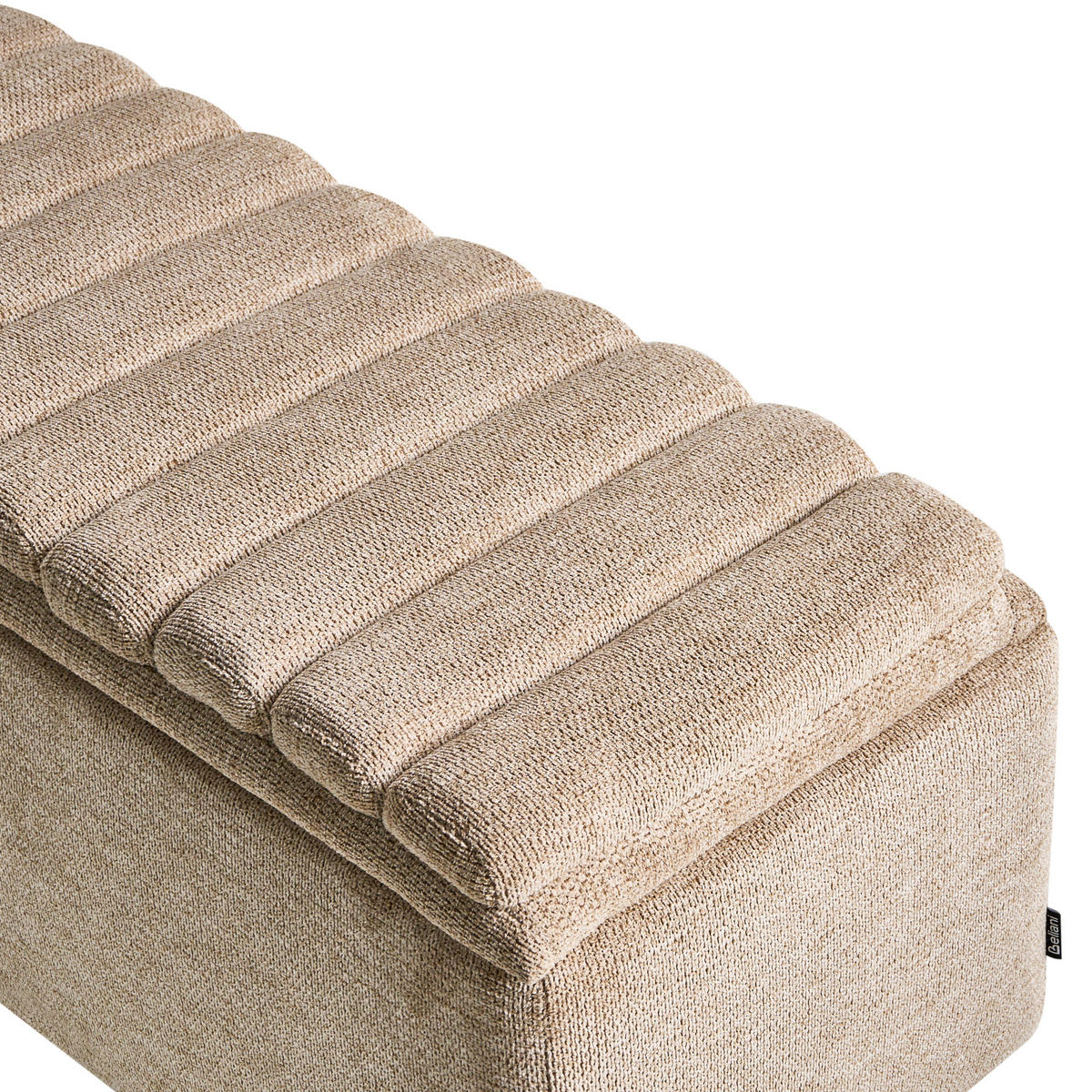 POLSTERBANK mit Stauraum Stoff Beige Salida - Beige/Braun, Holz/Textil (115/54/39cm) - Beliani