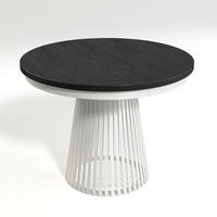 ESSTISCH Garda rund ausziehbar 100-180 x 100 x 76,6 cm Schwarz Paintflow/Weiß - Schwarz/Weiß, Holzwerkstoff (100/100/76.6cm) - Koseto