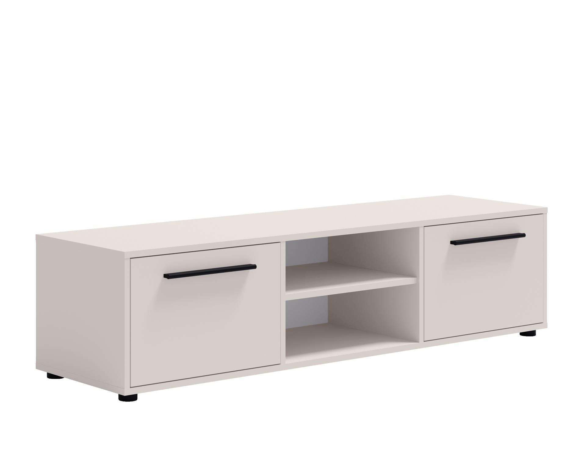 RTV-SCHRANK Maxivo 150 Kaschmir, zweitüriger TV-Tisch - Kaschmir/Schwarz, Holzwerkstoff (150/38/40cm) - Bettso