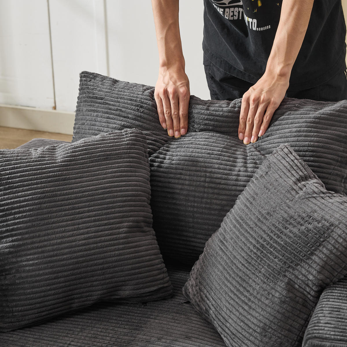 XXL-SESSEL mit Fußablage und 3 Kissen, DE-42356, Grau - Grau, Metall (74/57/107cm) - ComfortXL