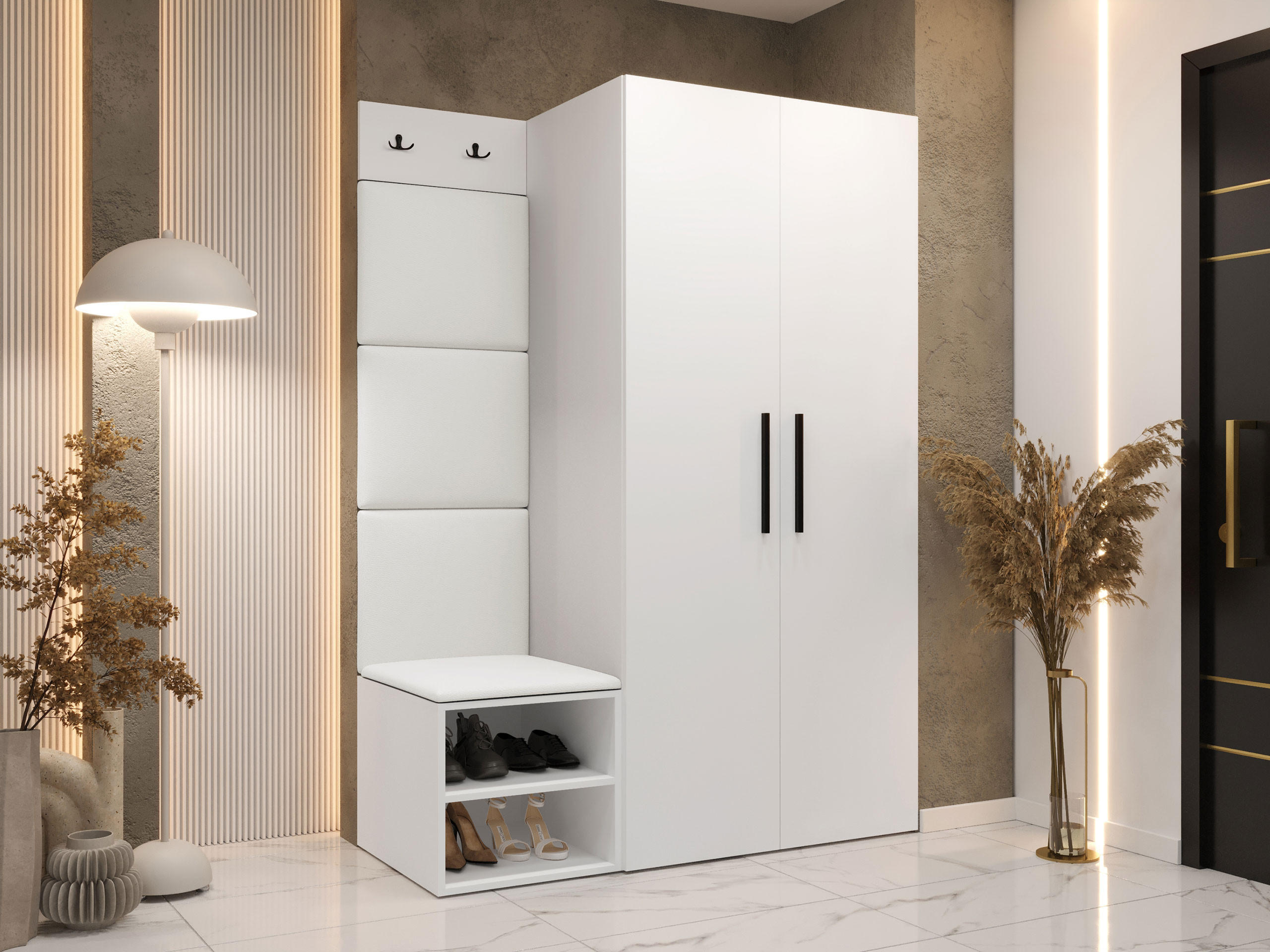 GARDEROBEN-SET Medi IV - Schwarz/Weiß, Holzwerkstoff/Kunststoff (80/191/50cm) - MIRJAN24