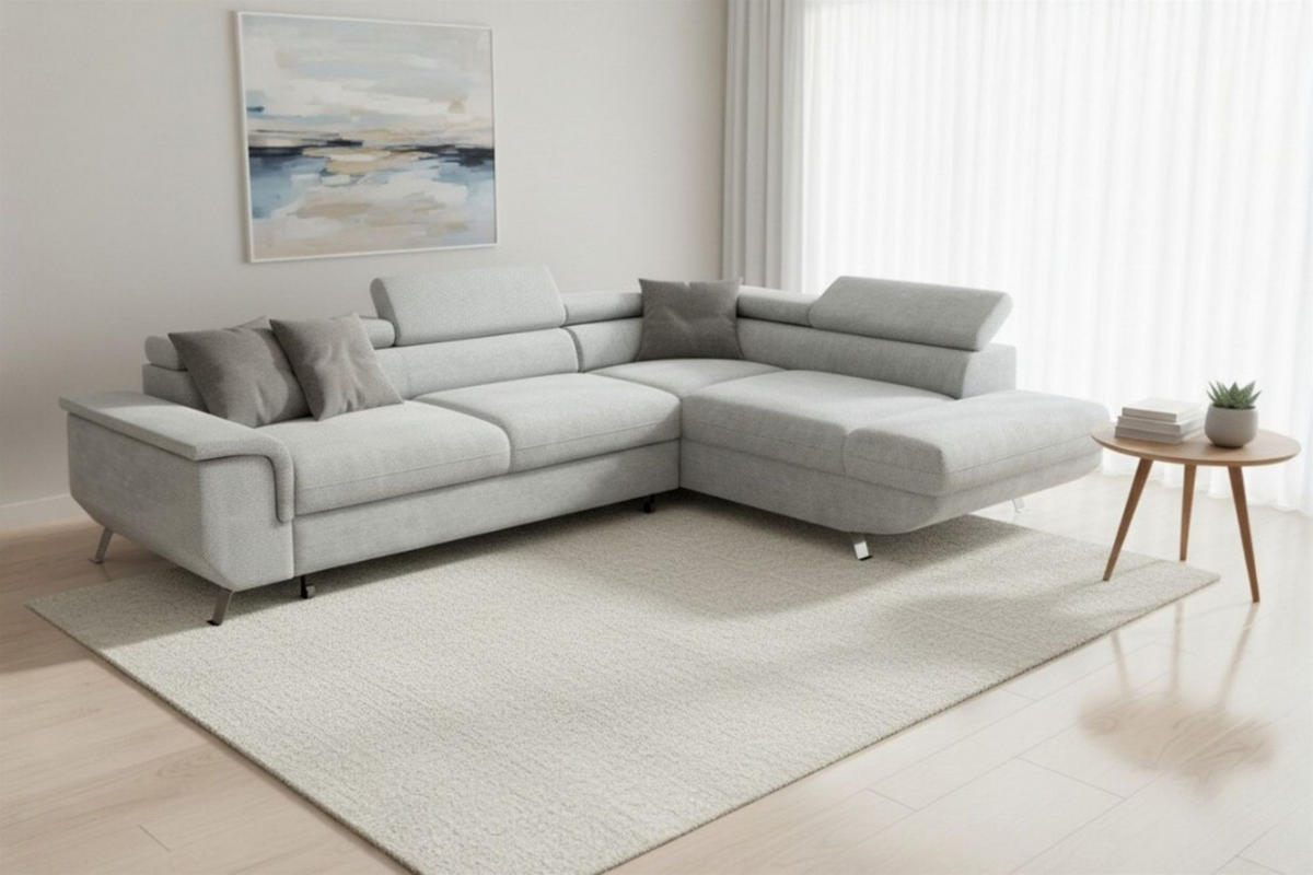 ECKSOFA Plato Mit Schlaffunktion - Hellgrau, Holzwerkstoff/Textil (202/268cm) - Fun Möbel