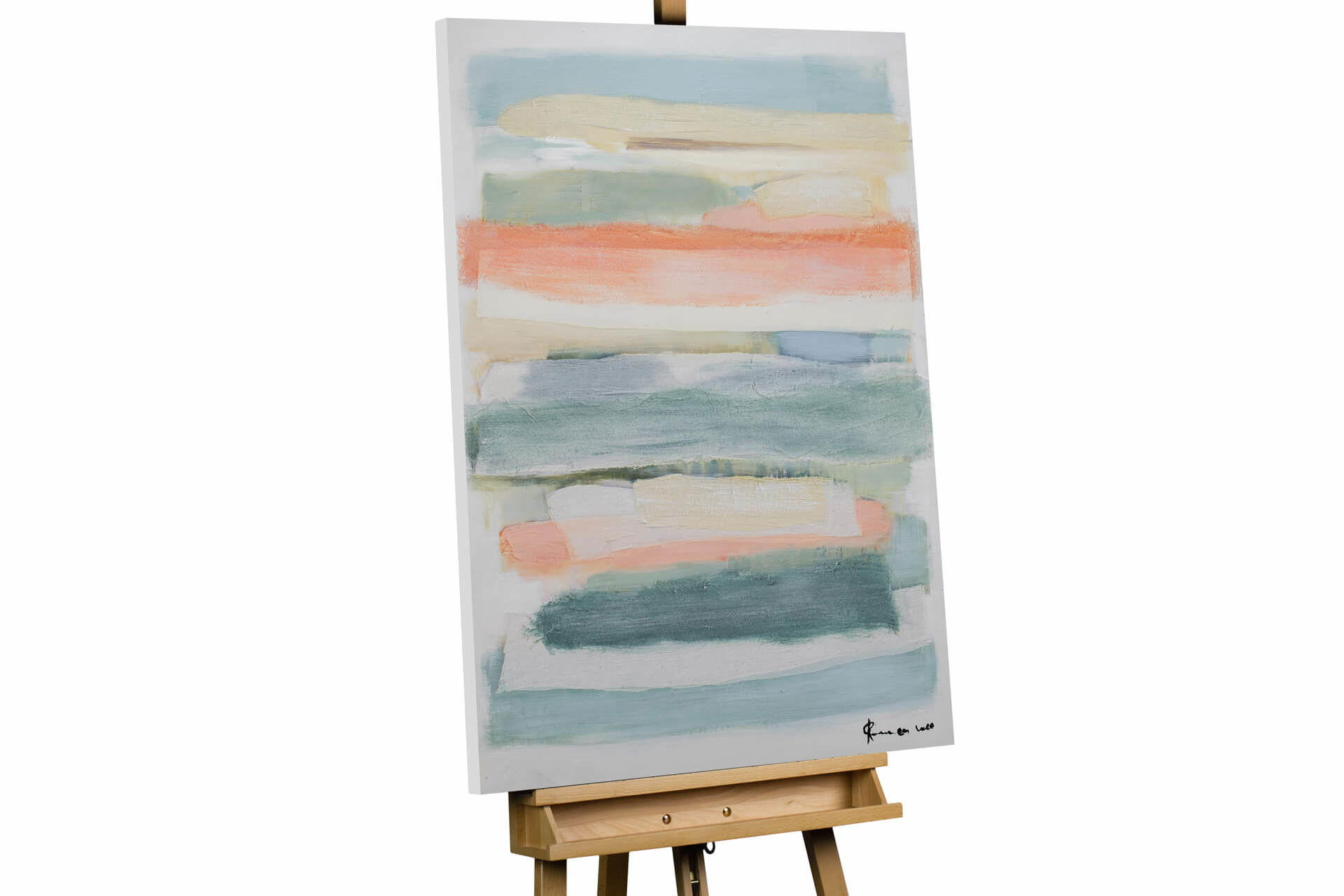 ACRYLBILD HANDGEMALT 75/100 cm - Beige/Weiß, Holz/Textil (1.4/100cm) - KUNSTLOFT