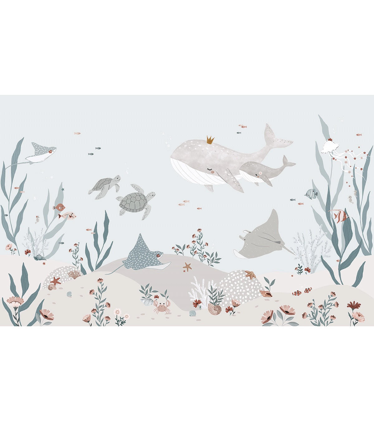PANORAMA VLIESTAPETE Ocean field 4 m x 248 cm, blau/rosa - Blau/Pastellblau, Papier (248/400cm) - Lilipinso