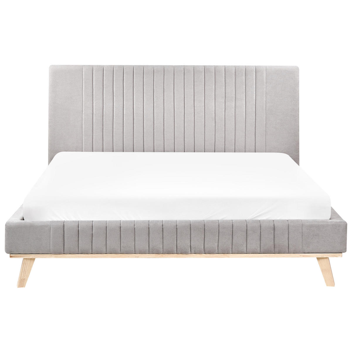 BETT mit Lattenrost 160/200 cm Hellgrau Talence - Hellgrau/Braun, Textil (160/200cm) - Beliani