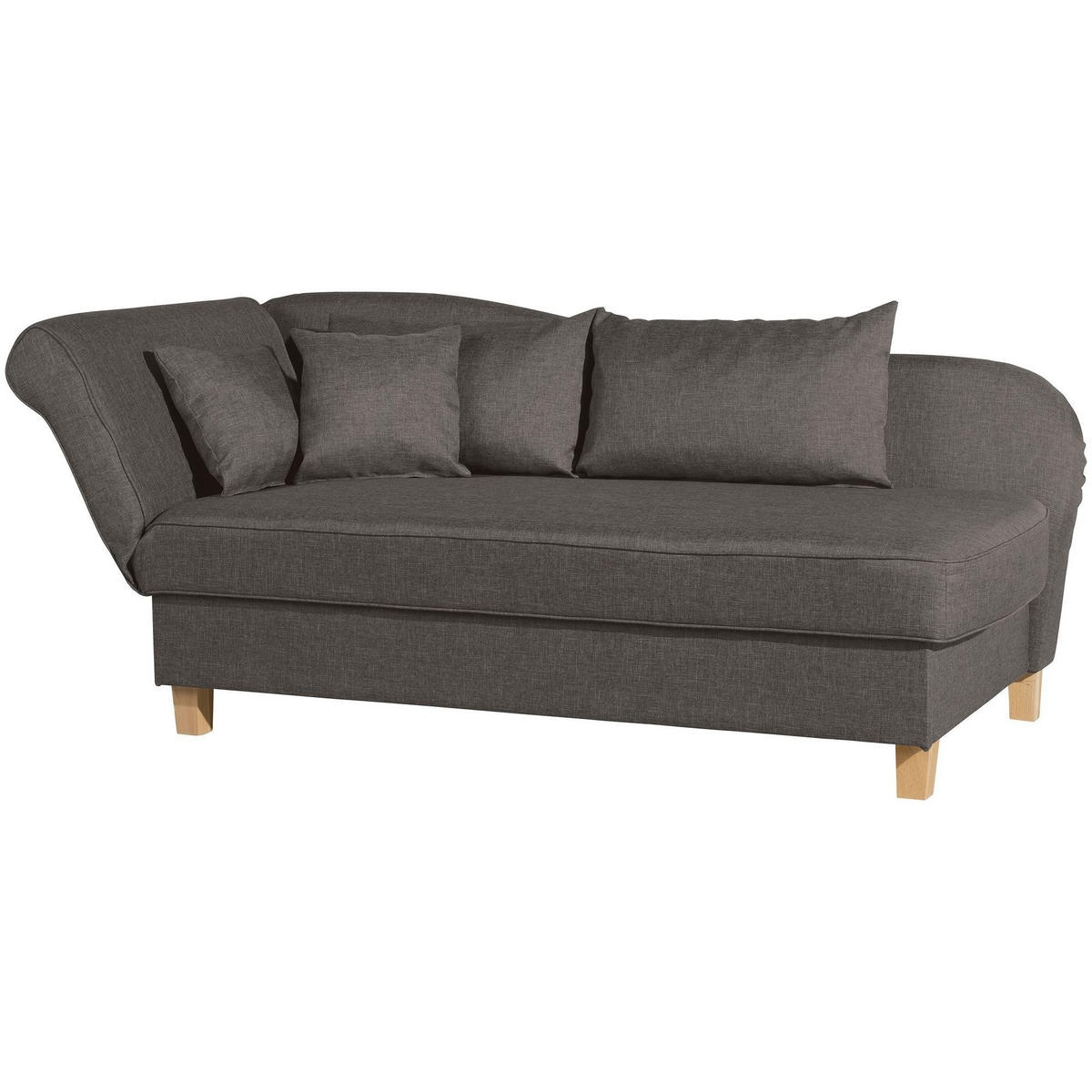 RECAMIERE mit Armteil links klappbar Katia Bezug Flachgewebe Buche natur / braun - Braun, Kunststoff (190/82/88cm) - 58aufmkessel