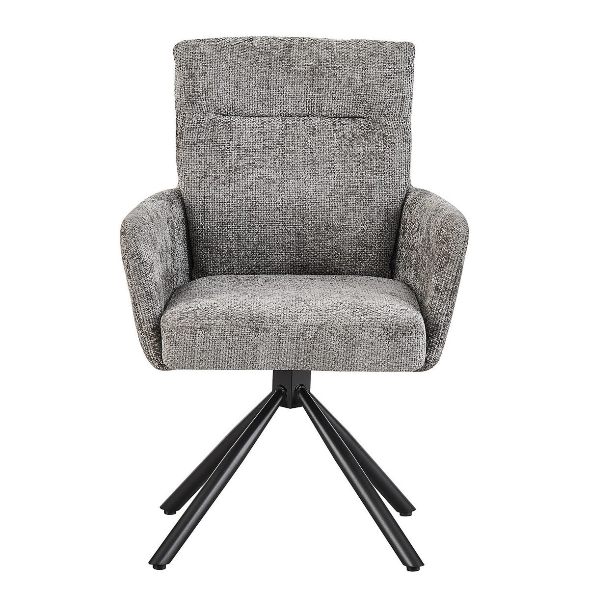 ARMLEHNENSTUHL - Strukturstoff / Eisen - Grau / Schwarz - Grau, Textil/Metall (61/92/64cm) - home24