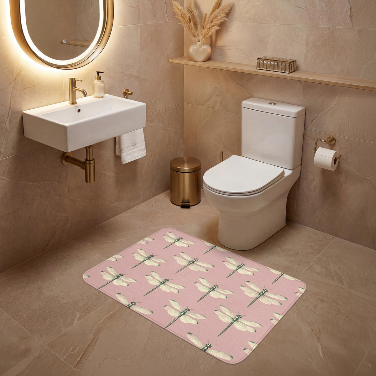 WC-VORLEGER Lillibells - Muster - Rosa Toilettenteppich 90x60 cm - Rosa, Kunststoff/Textil (90/1cm) - OnlyWow