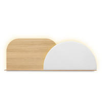 KOPFTEIL Alba mit Licht 180cm - Eichefarben/Weiß, Holz/Textil (180/60/14cm) - Woodendot
