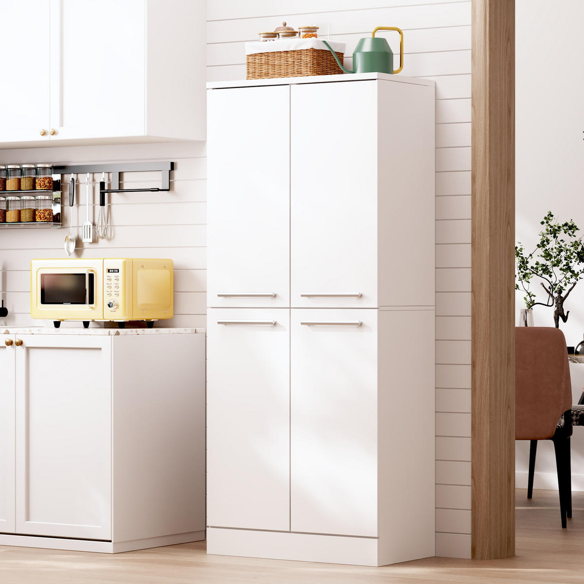 BUFFET 42/76/180 cm Weiß aus MDF mit verstellbaren Böden - Weiß, Holzwerkstoff (42/180/76cm) - OKWISH