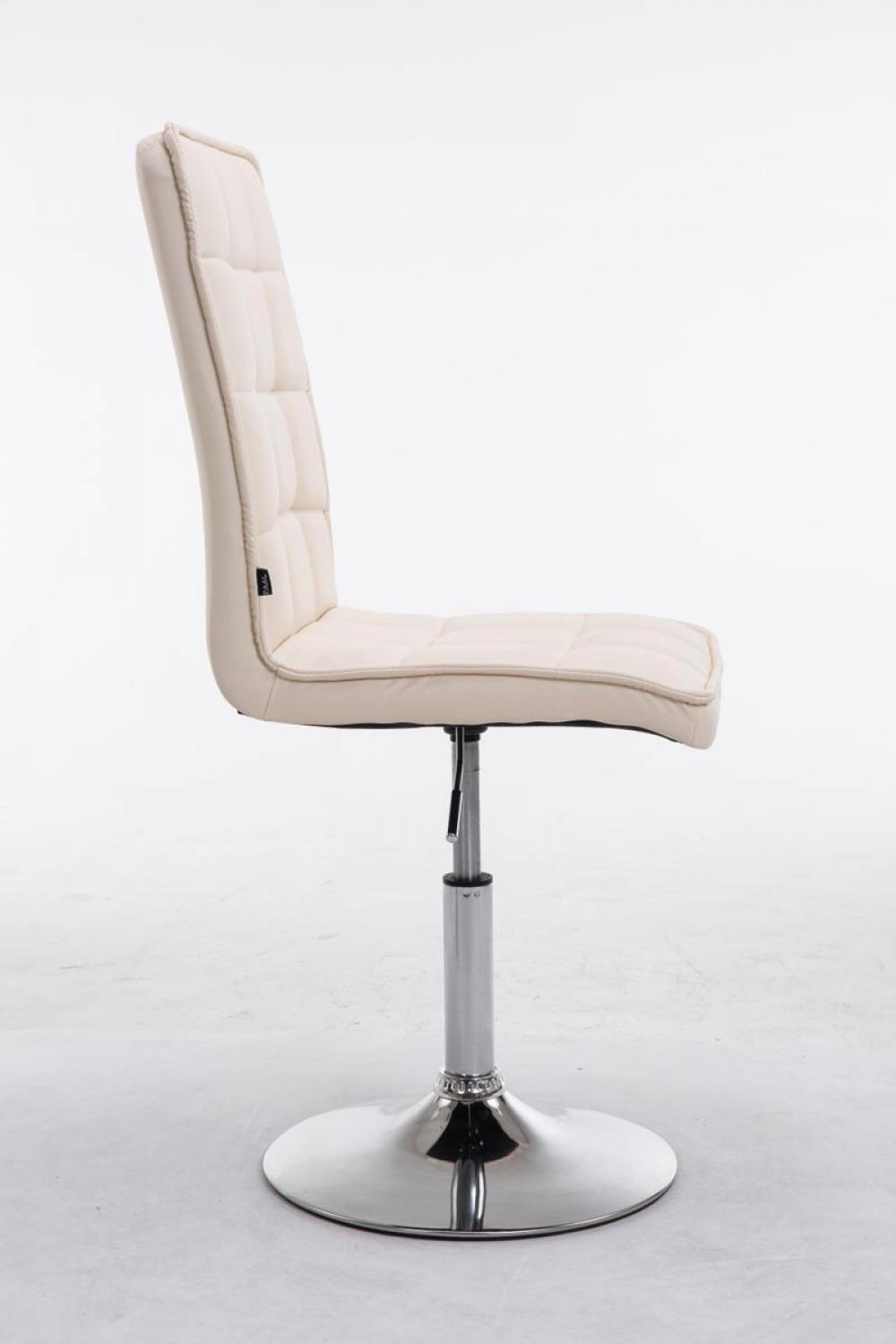 DREHSTUHL Lederlook creme - Chromfarben/Creme, Textil/Metall (43/90/59cm) - CLP