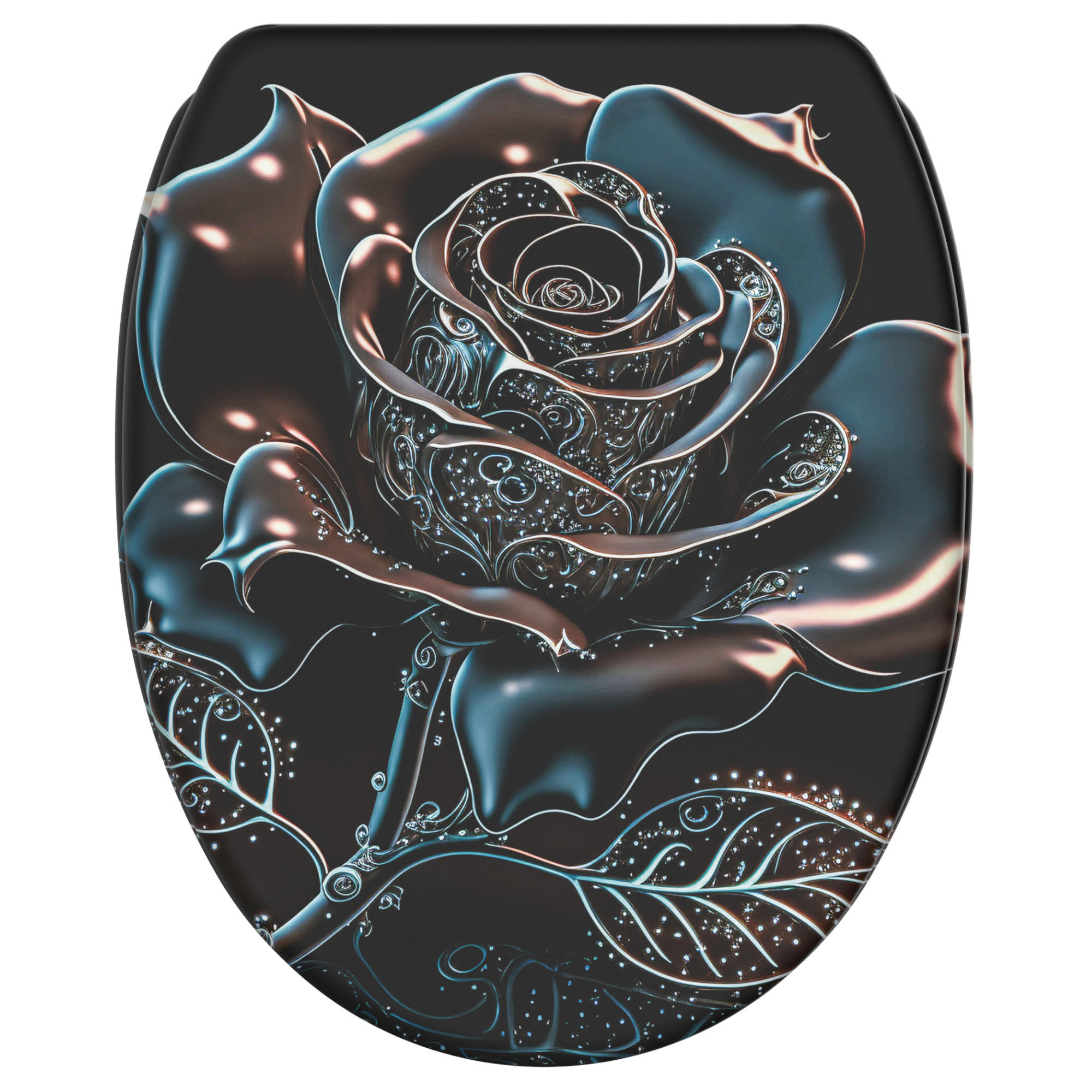 WC-SITZ mit Absenkautomatik & Top Fix Black Rose - Schwarz, Holzwerkstoff (37.7/5/48cm) - Sanilo