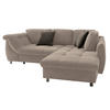 ECKSOFA mit Schlaffunktion, Wellenunterfederung, Ottomane rechts B250/T190/H84 cm, Liegefl. 179x190 cm, Mikrofaser Hellbraun / 17011 - Hellbraun/Chromfarben, Textil/Metall (250/190cm) - luma-home