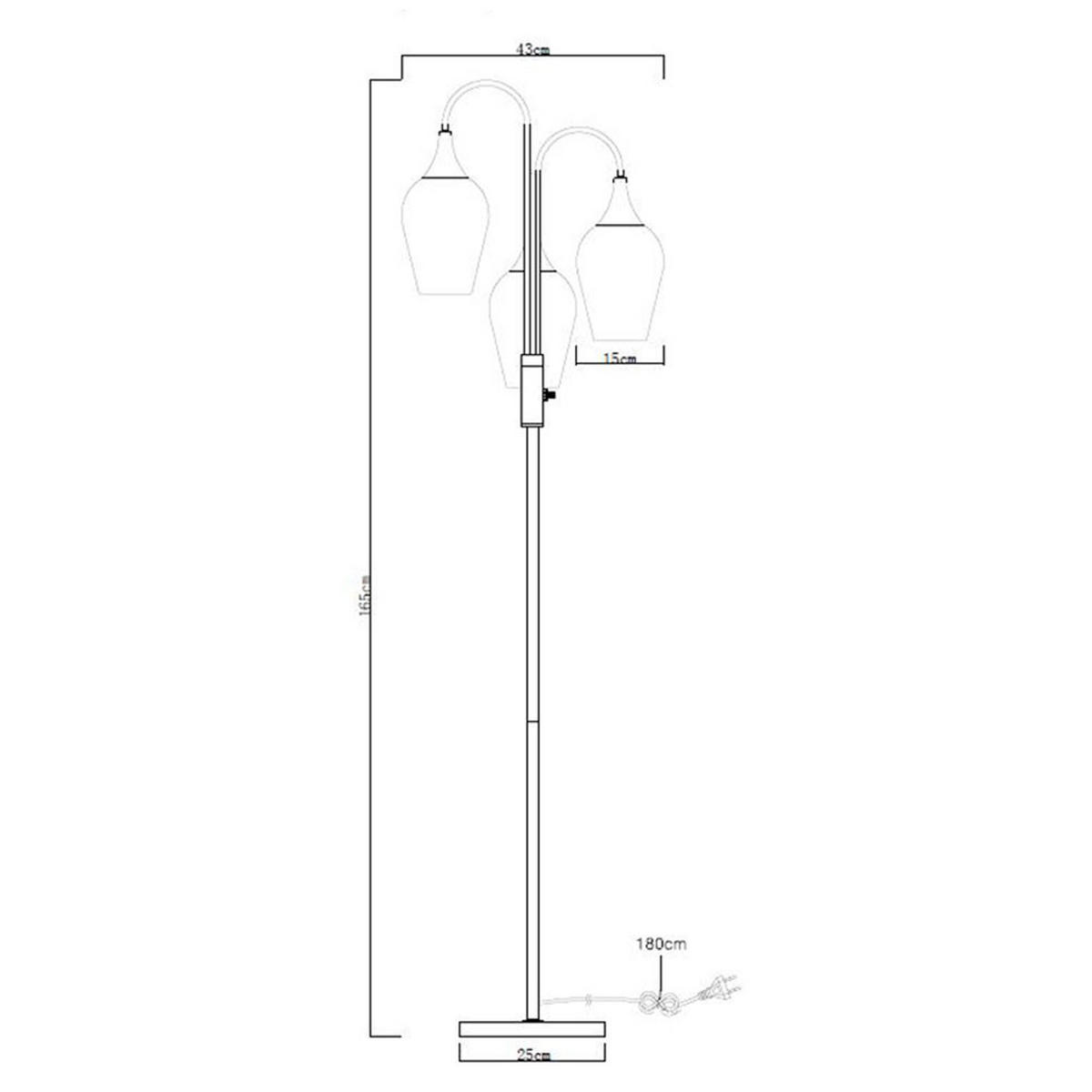 LED STEHLEUCHTE Glas Schwarz Chrom Kupfer - Schwarz, Glas (43/43/165cm) - Globo Lighting