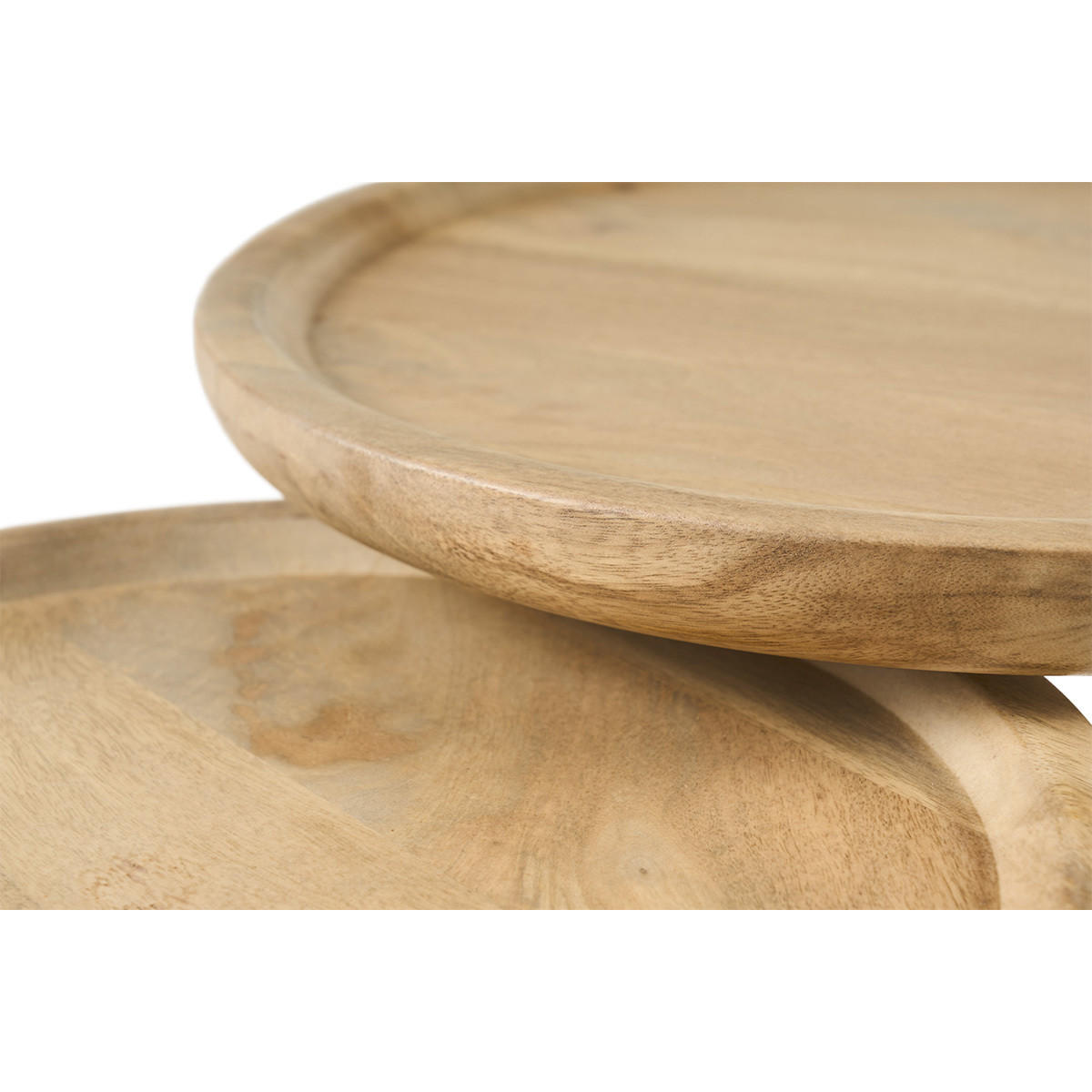 COUCHTISCH Verschachtelt Massiv Mangoholz Metall PYTA - Dunkelbraun, Holz (44/44/43cm) - Miliboo