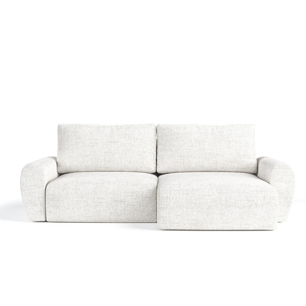 ECKSOFA OMARI mit Schlaffunktion Creme im Neve Stoff - Creme/Schwarz, Holz/Holzwerkstoff (253/153cm) - AltaBeds