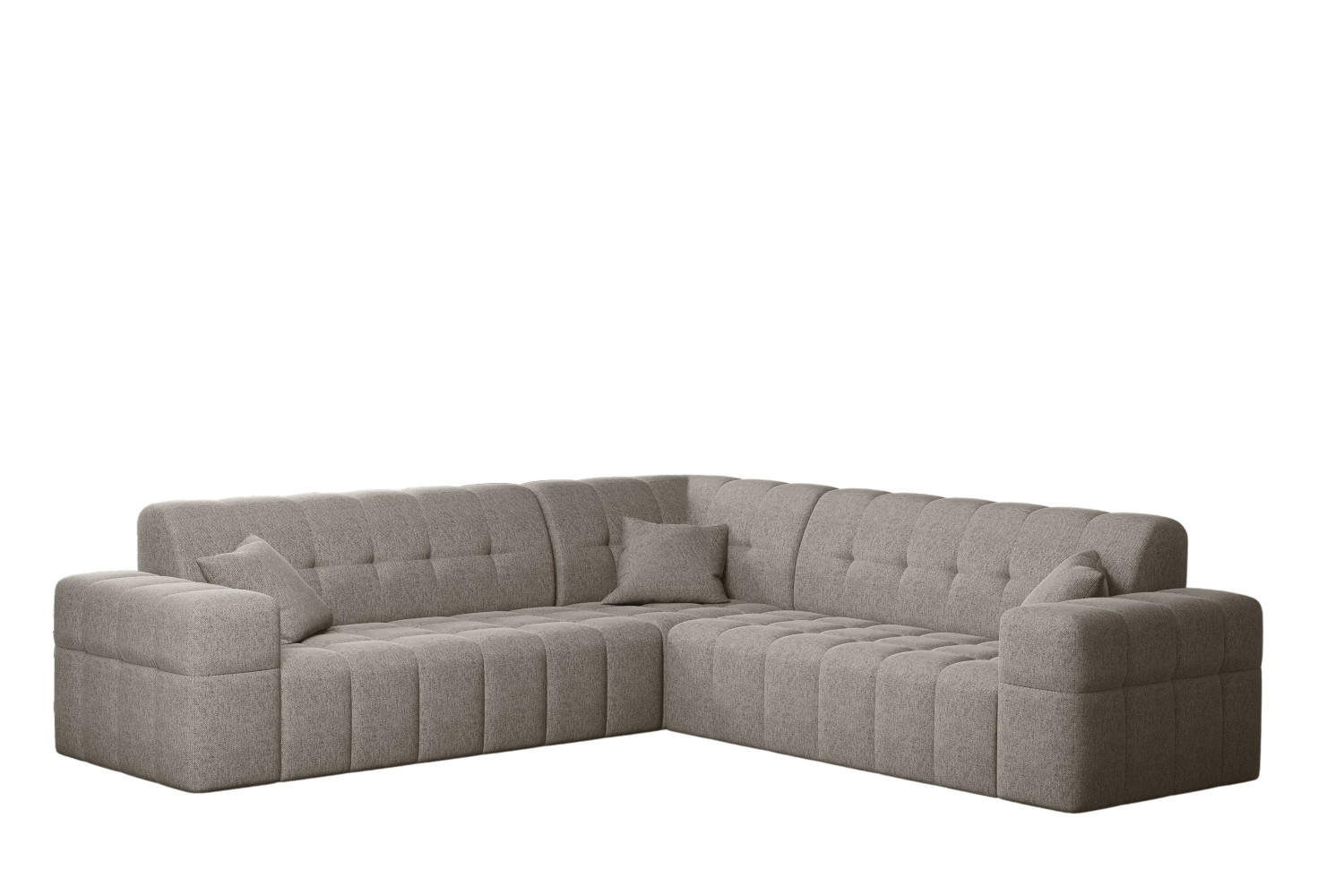 ECKSOFA Corner NIMES Stilvol Stoff Verita Warmbeige - Beige/Braun, Holz (246/246cm) - Kaiser Möbel
