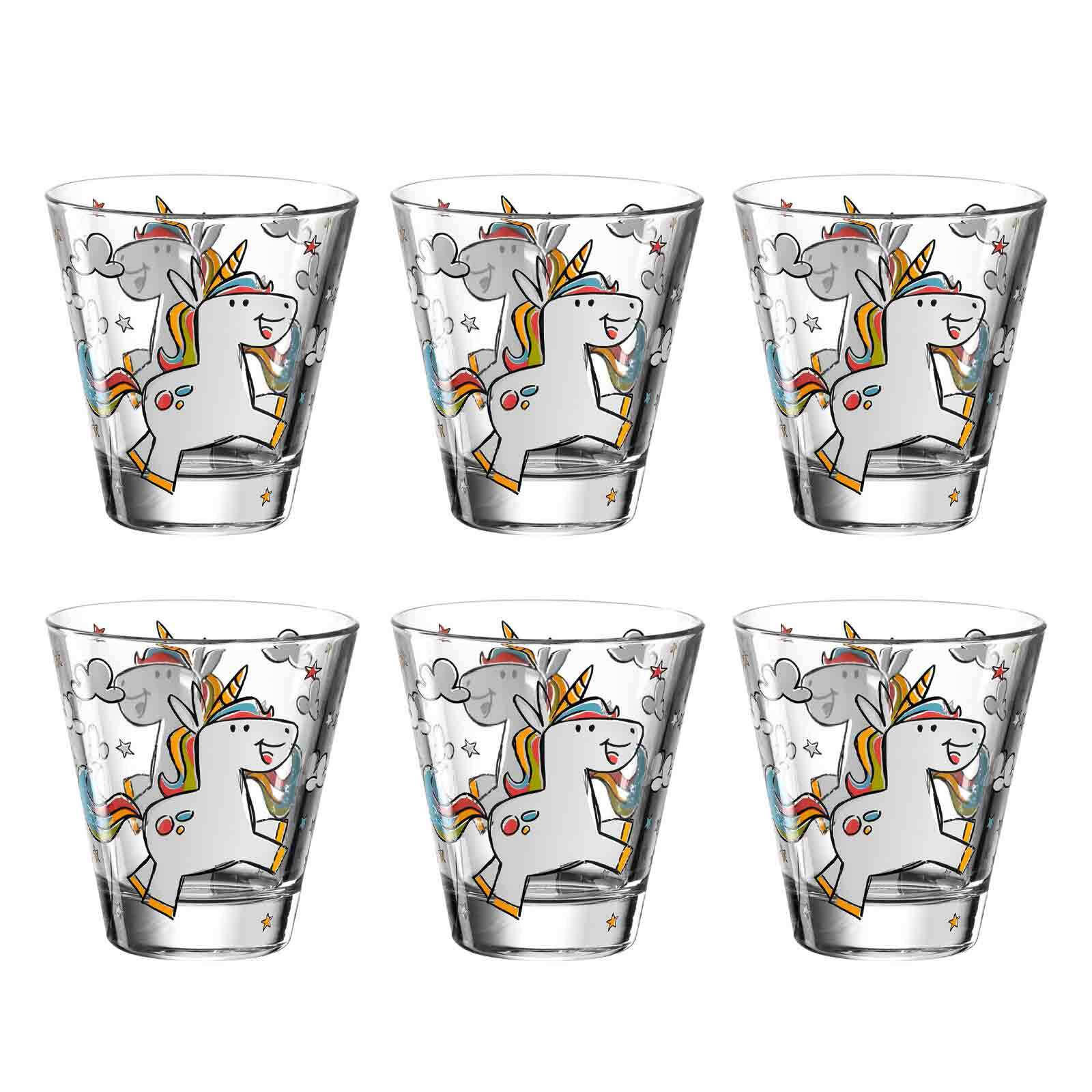 KINDERBECHER Bambini Einhorn 215 ml 6er Set - Weiß, Glas (0.215L) - Leonardo Living
