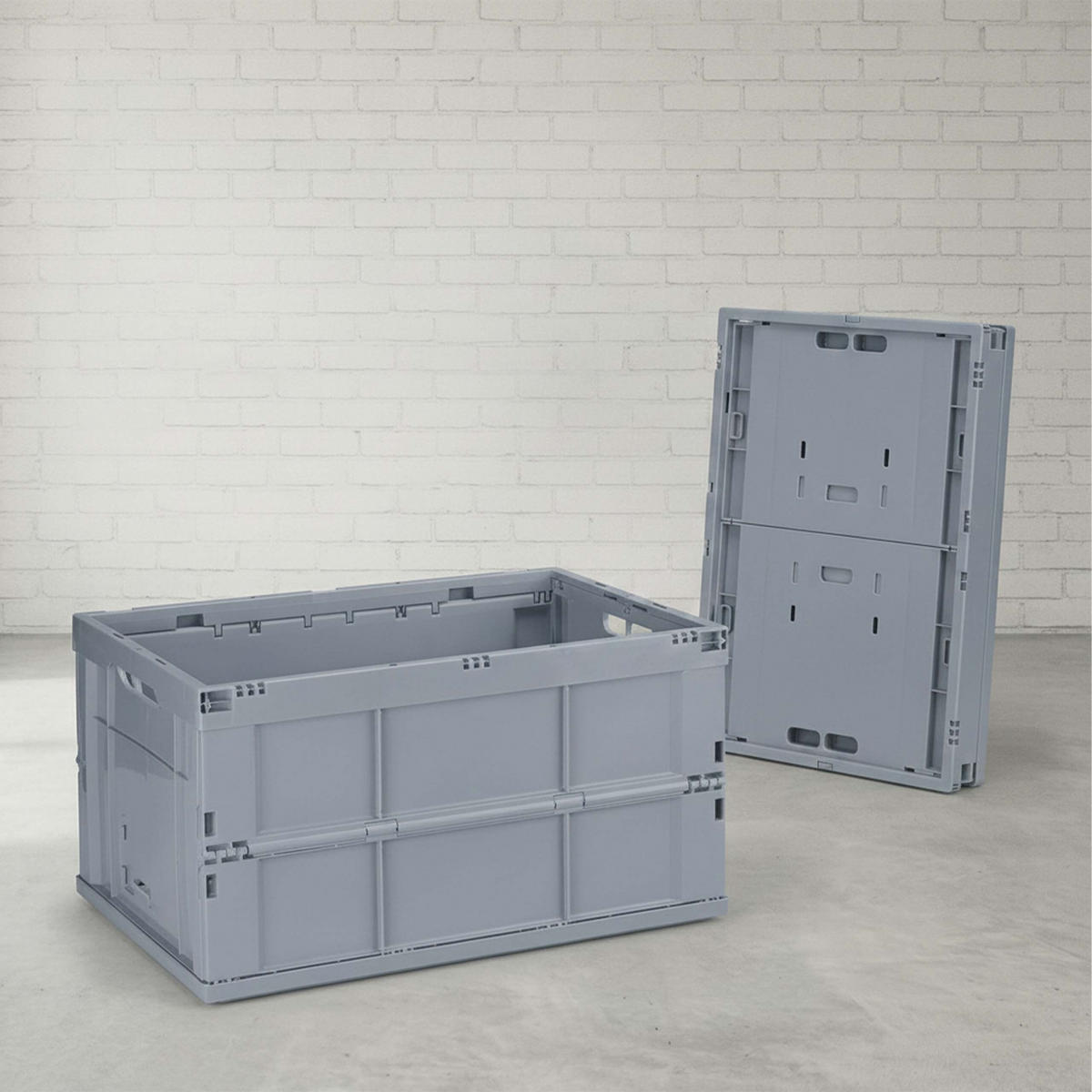 KLAPPBOX Grau faltbar Polypropylen 60 l - Grau, Kunststoff (58.5/31.5/40cm) - Relaxdays