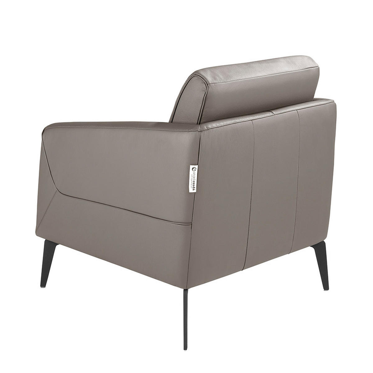 SESSEL Grau Schwarz 78/80/82 cm - Schwarz/Grau, Leder (78/82/80cm) - ANGEL CERDA