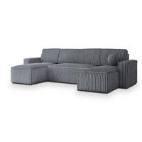 ROHOVÁ SEDAČKA PESANO šedá - šedá, dřevo/textil (306/140cm) - MASSENO