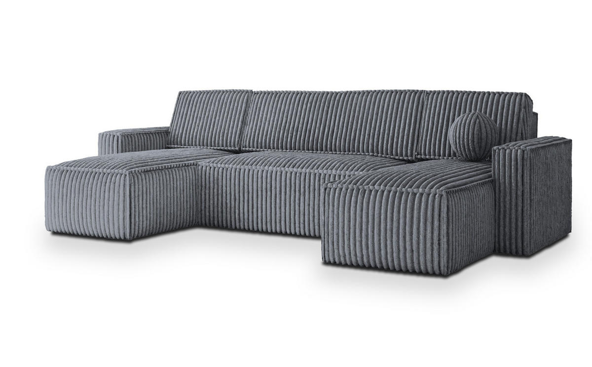 ROHOVÁ SEDAČKA PESANO šedá - šedá, dřevo/textil (306/140cm) - MASSENO