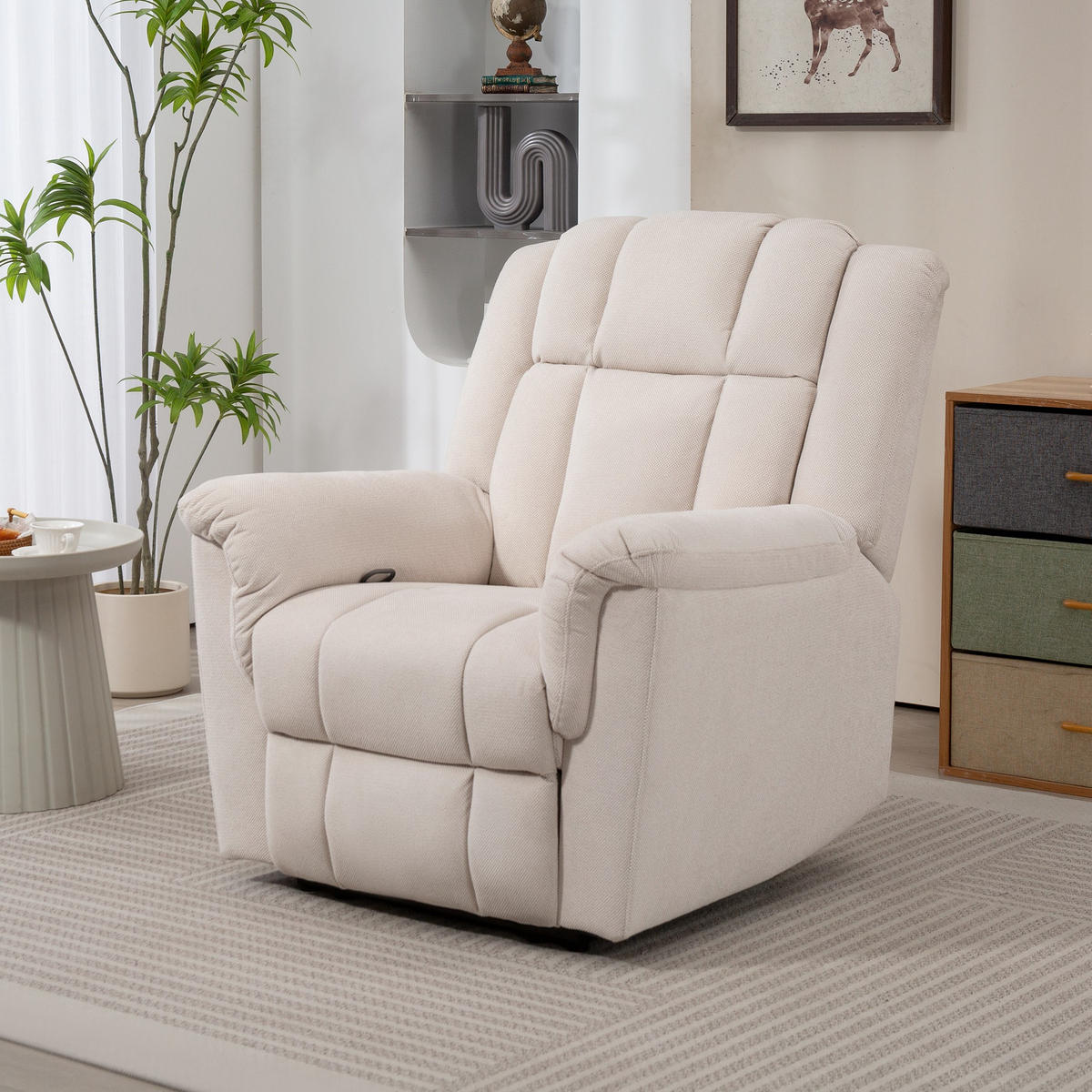 MASSAGESESSEL Beige mit Massage- und Heizfunktion 91/85/104 cm - Beige, Textil (91/104/85cm) - PANGIVO