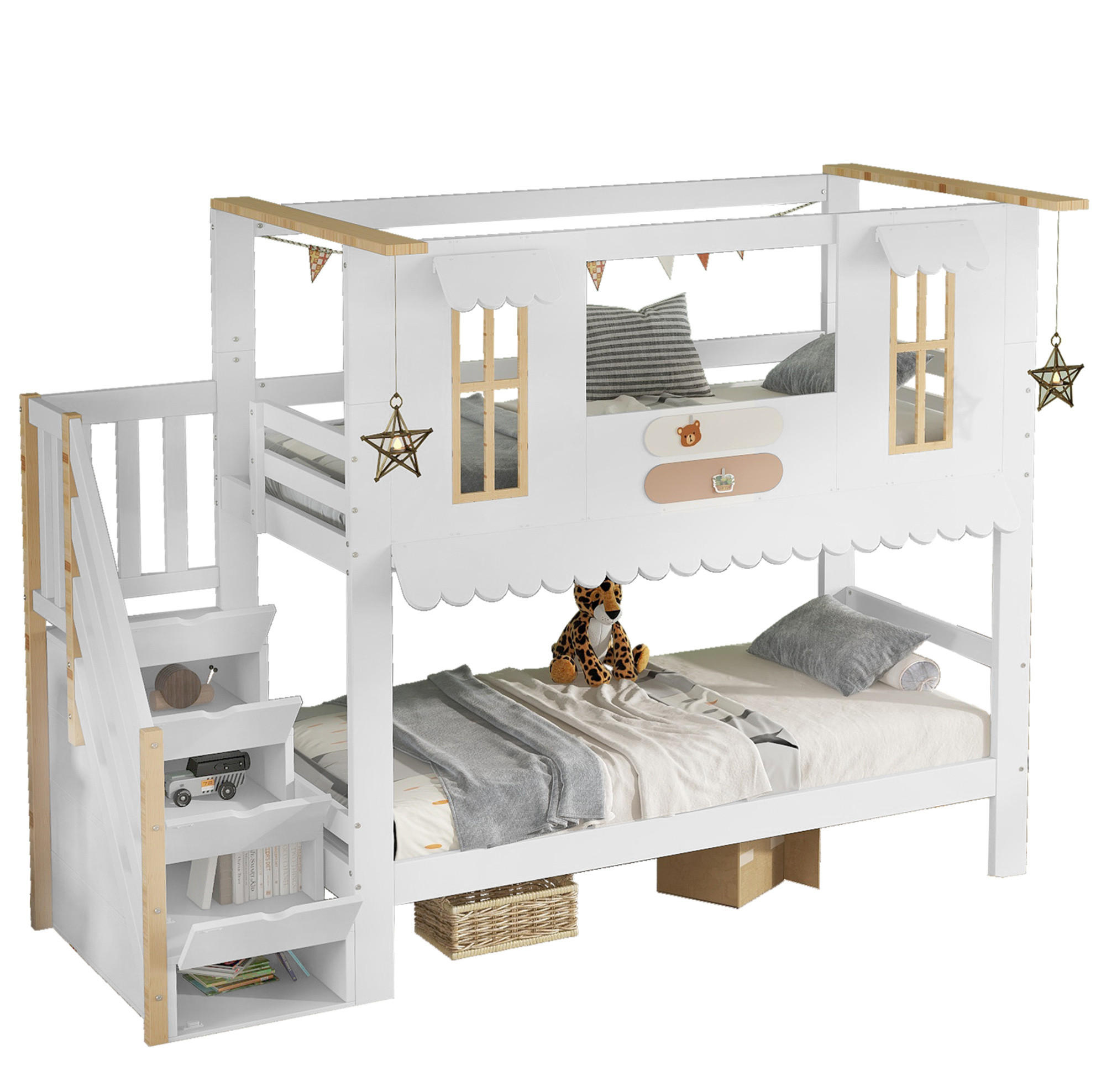 Beauniv Etagenbett Weiß 90x200 cm