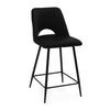 BARHOCKER ORO gepolsterter mit Steppung - schwarz - Samt Velour - Schwarz, Textil/Metall (48/94/55cm) - NEW HOME
