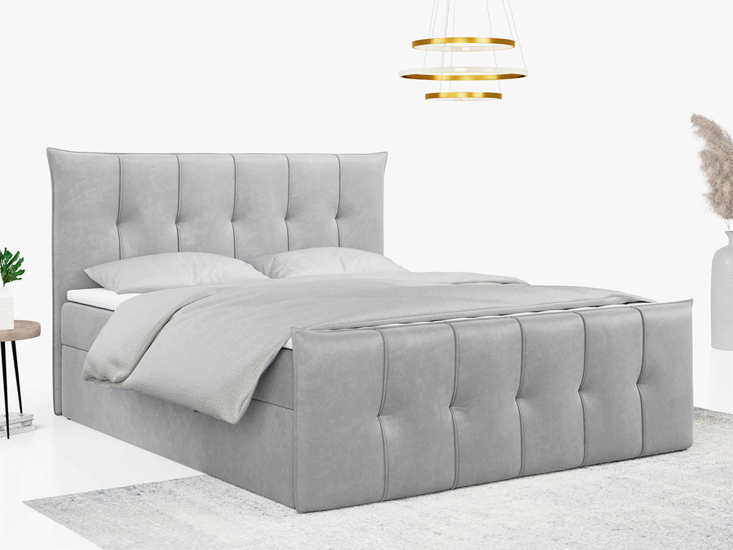 BOXBETT PREMIUM 11 200/200 Hellgrau Velvet - H4 - Hellgrau, Holz/Textil (200/200cm) - MKS