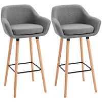 BARHOCKER, Buchenholzbeine, Metall, Grau - Grau, Holz (48/100/55cm) - HOMCOM