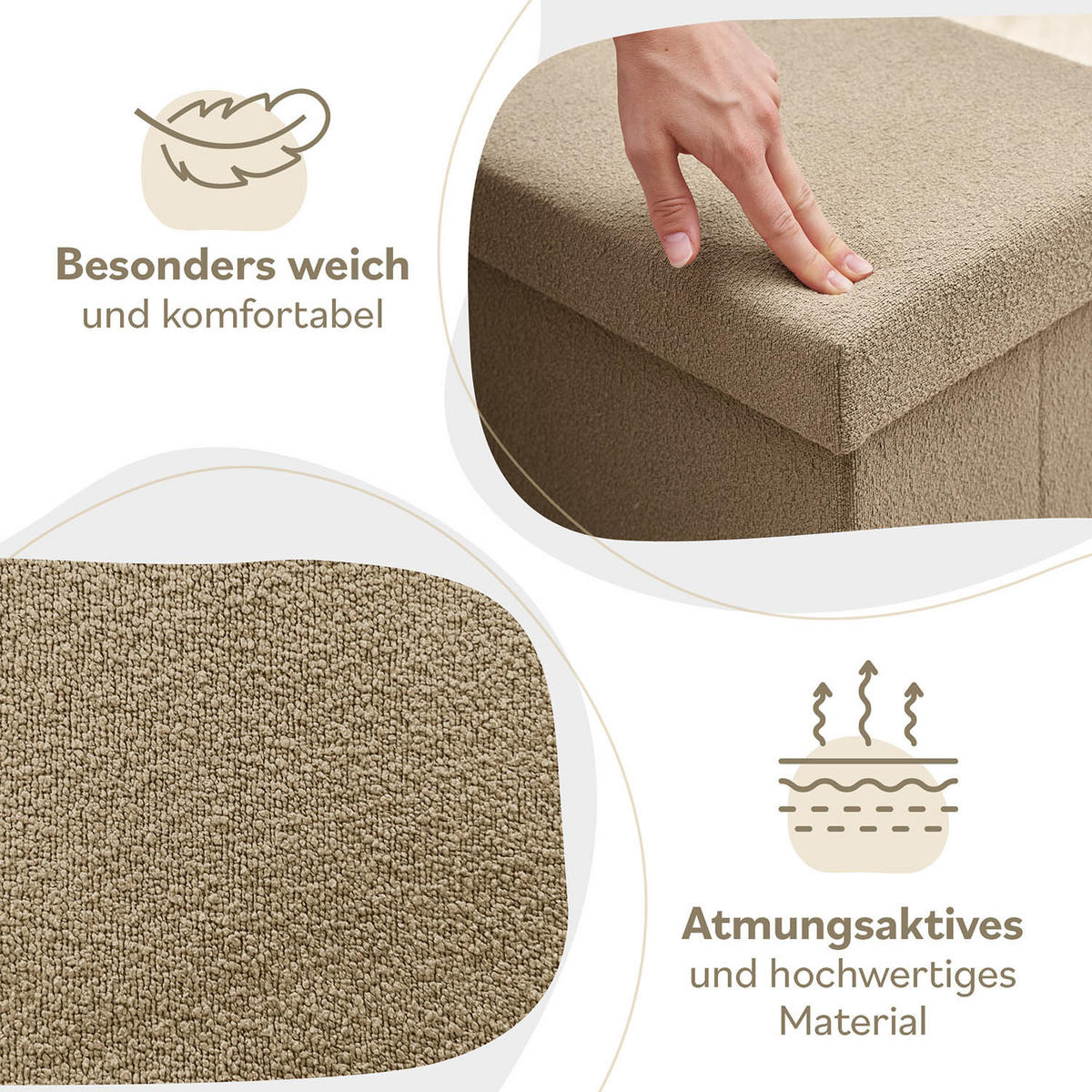 SITZHOCKER 41/31/31 cm, faltbar, Taupe - Taupe, Kunststoff (31/31/41cm) - Laleni