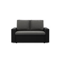 SOFA 2-SITZER MIT SCHLAFFUNKTION LUNA, Dunkelgrau + Schwarz - Dunkelgrau/Schwarz, Textil (148/90/87cm)