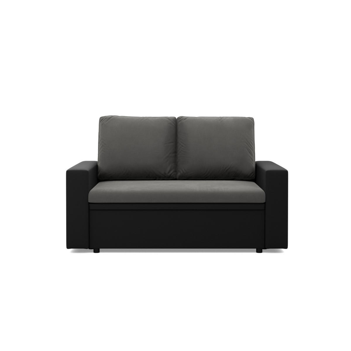 SOFA 2-SITZER MIT SCHLAFFUNKTION LUNA, Dunkelgrau + Schwarz - Dunkelgrau/Schwarz, Textil (148/90/87cm)