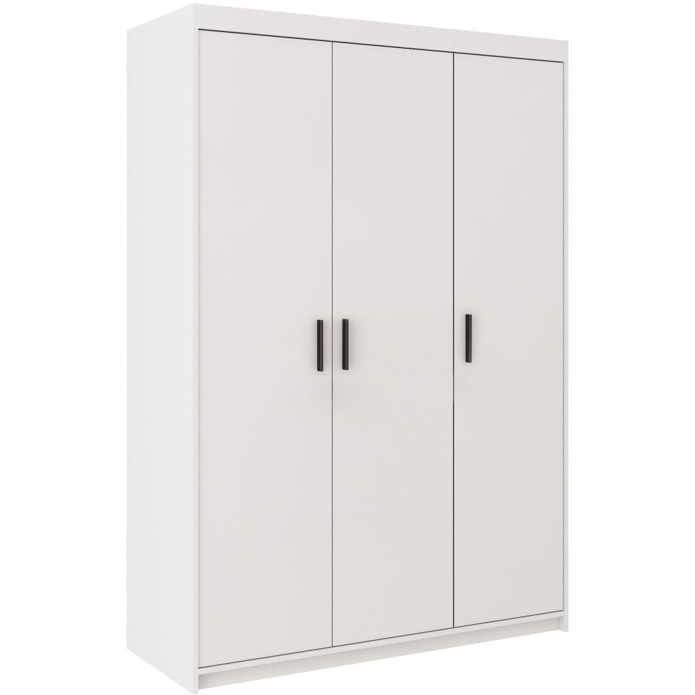 DREHTÜRENSCHRANK Elena mit 3 Türen, ohne Spiegel, Weiß - Weiß, Holzwerkstoff (130/190/53cm) - Beautysofa